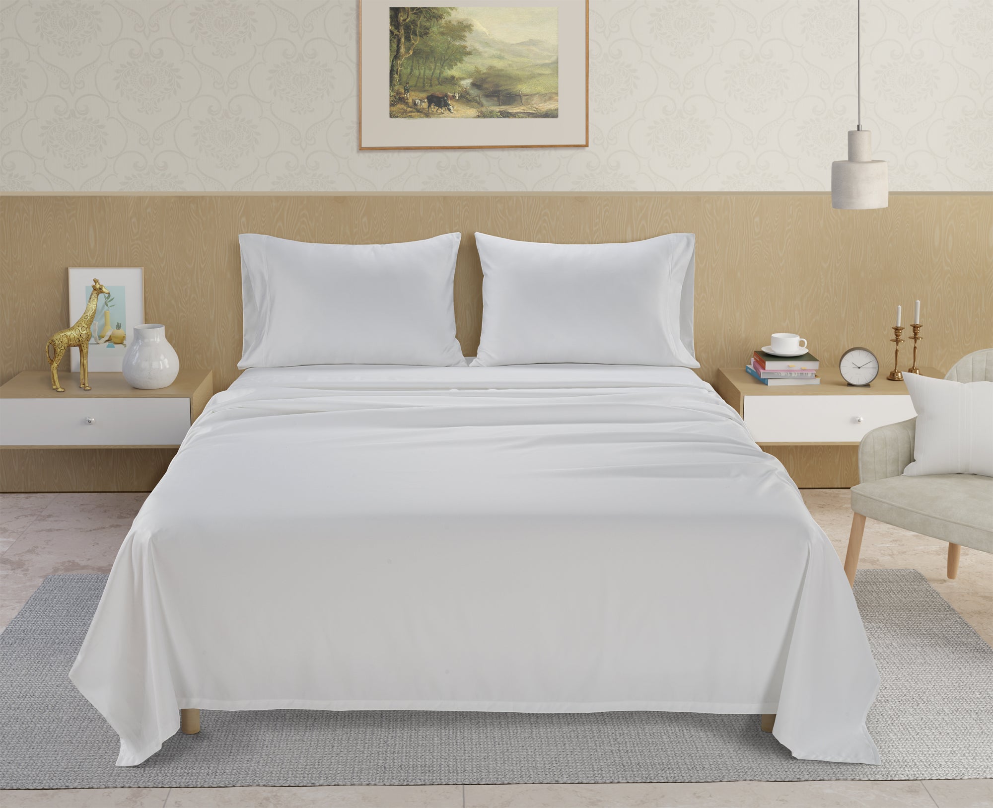 SHEET SET 1200 Thread Count, 100 SUPEMA COTTON Classic White