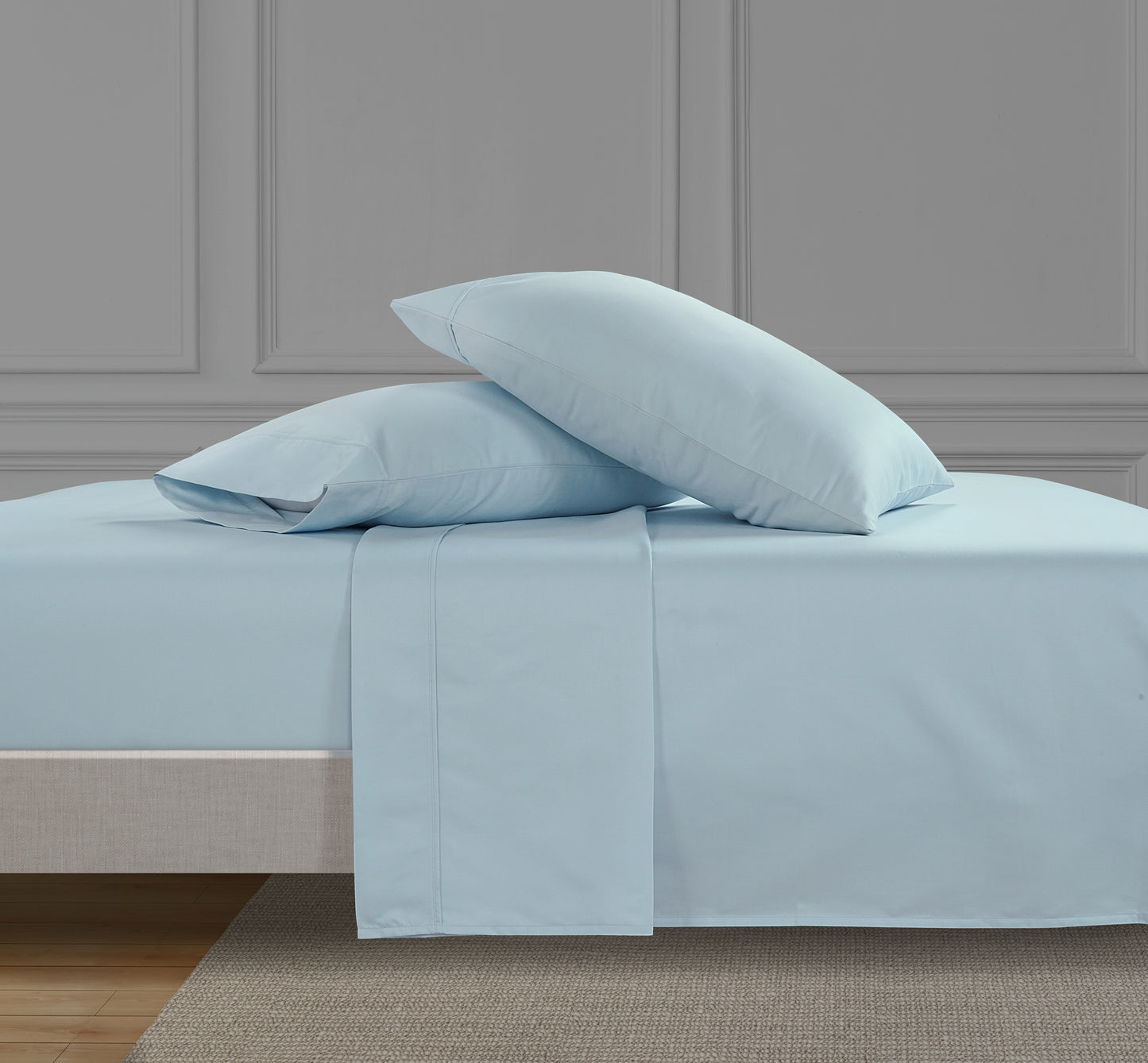 PERCALE SHEET SET 100% ORGANIC COTTON - New York Sky Blue