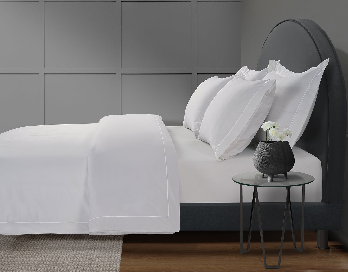 800 Thread Count Egyptian Cotton Oakwood Duvet Cover - Brilliant White