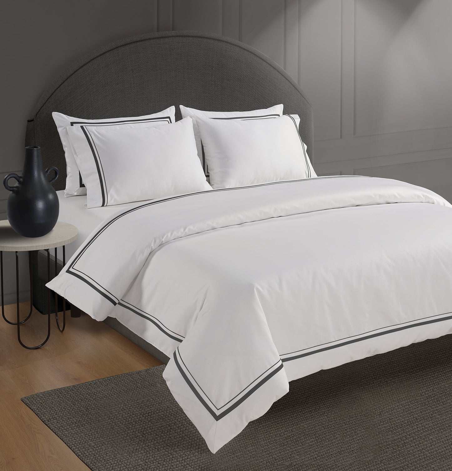 800 Thread Count Egyptian Cotton Royalton Lux Buttery Smooth Duvet Cover - Deep Charcoal