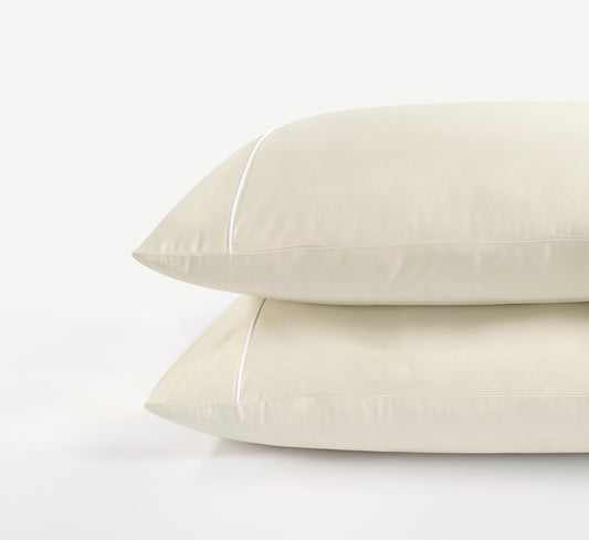 800 Thread Count Egyptian Cotton Duke of Bliss Lux Buttery Smooth Pillowcases - Ivory Accent